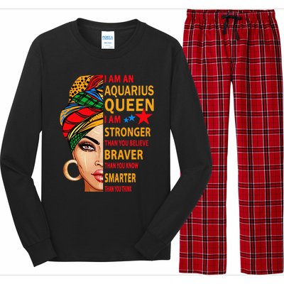 Aquarius queen I am stronger birthday gift Aquarius zodiac Long Sleeve Pajama Set