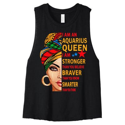 Aquarius queen I am stronger birthday gift Aquarius zodiac Women's Racerback Cropped Tank