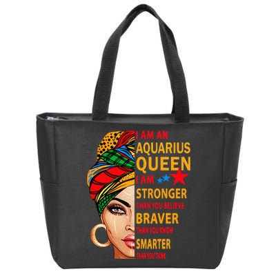 Aquarius queen I am stronger birthday gift Aquarius zodiac Zip Tote Bag