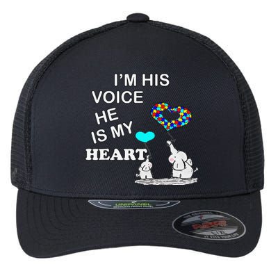 Autism Quote I'm His Voice Support & Awareness Autistic Flexfit Unipanel Trucker Cap