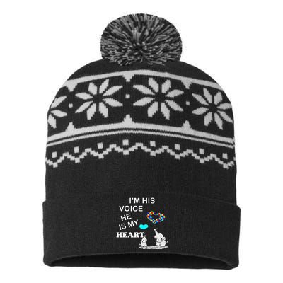 Autism Quote I'm His Voice Support & Awareness Autistic USA-Made Snowflake Beanie