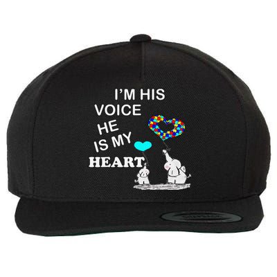 Autism Quote I'm His Voice Support & Awareness Autistic Wool Snapback Cap