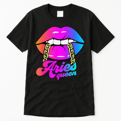 Aries Queen Lips Zodiac Horoscope Wo Birthday Tall T-Shirt