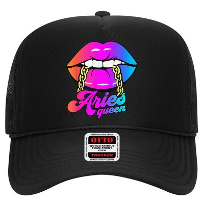 Aries Queen Lips Zodiac Horoscope Wo Birthday Trucker Hat