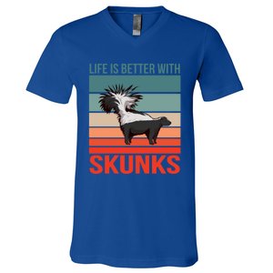 Animal Quote Life Is Better With Skunks Gift V-Neck T-Shirt