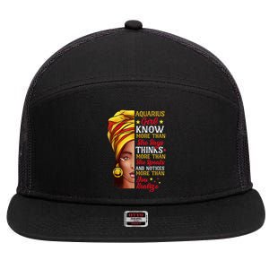 Aquarius Queen Melanin Afro Queen Black Zodiac Birthday Gift 7 Panel Mesh Trucker Snapback Hat