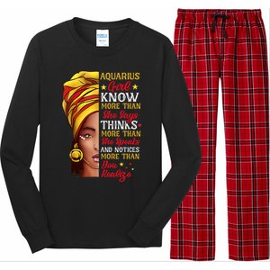 Aquarius Queen Melanin Afro Queen Black Zodiac Birthday Gift Long Sleeve Pajama Set