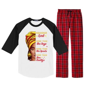 Aquarius Queen Melanin Afro Queen Black Zodiac Birthday Gift Raglan Sleeve Pajama Set