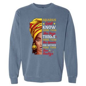 Aquarius Queen Melanin Afro Queen Black Zodiac Birthday Gift Garment-Dyed Sweatshirt