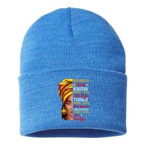 Aquarius Queen Melanin Afro Queen Black Zodiac Birthday Gift Sustainable Knit Beanie