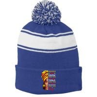 Aquarius Queen Melanin Afro Queen Black Zodiac Birthday Gift Stripe Pom Pom Beanie