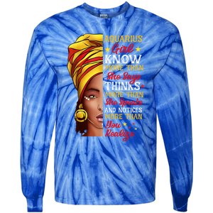 Aquarius Queen Melanin Afro Queen Black Zodiac Birthday Gift Tie-Dye Long Sleeve Shirt