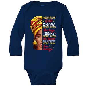 Aquarius Queen Melanin Afro Queen Black Zodiac Birthday Gift Baby Long Sleeve Bodysuit