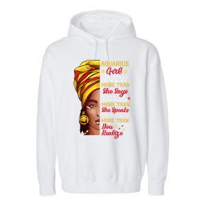 Aquarius Queen Melanin Afro Queen Black Zodiac Birthday Gift Garment-Dyed Fleece Hoodie