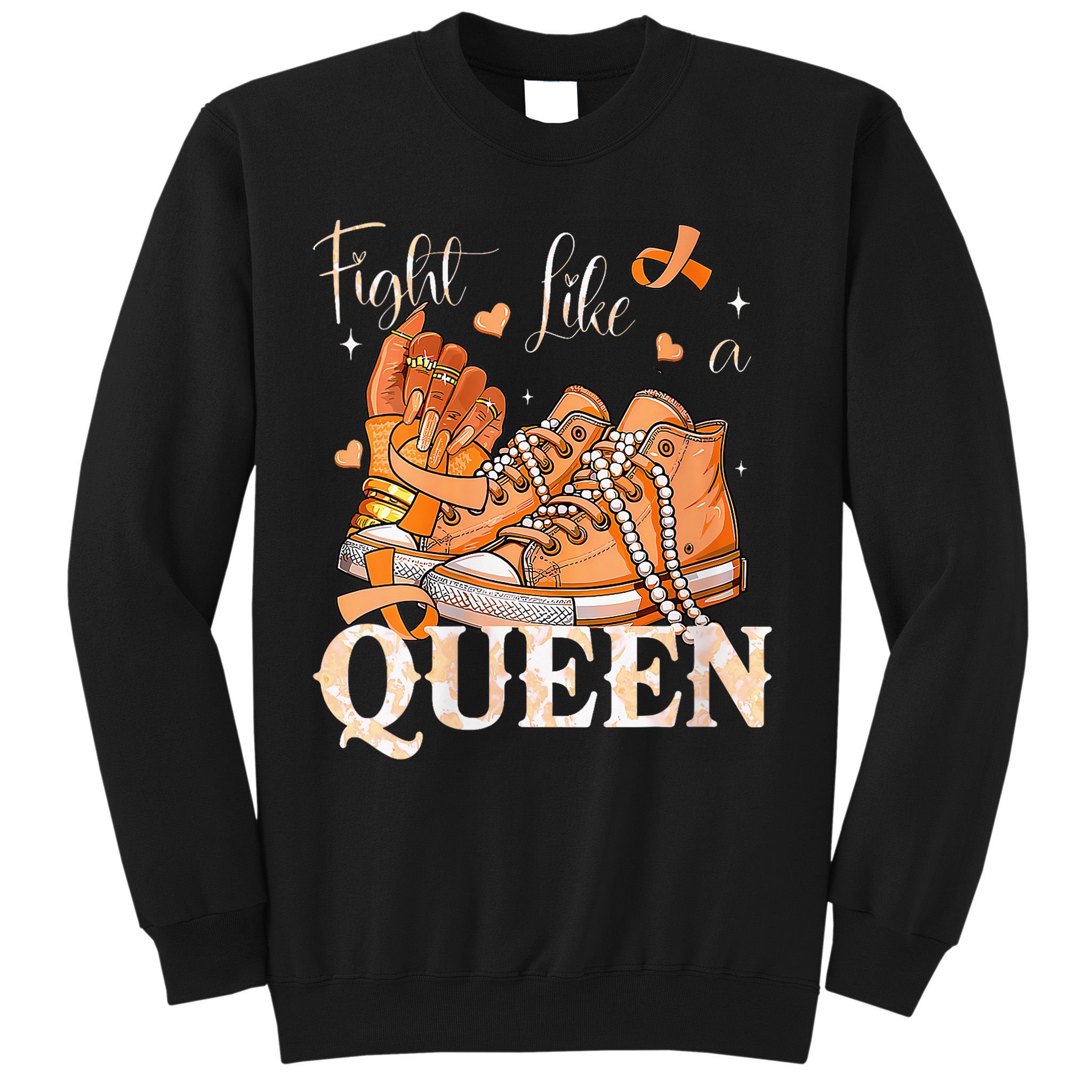 Afro Queen Multiple Sclerosis Survivor Orange Ribbon Sweatshirt
