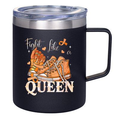 Afro Queen Multiple Sclerosis Survivor Orange Ribbon 12oz Stainless Steel Coffee Mug