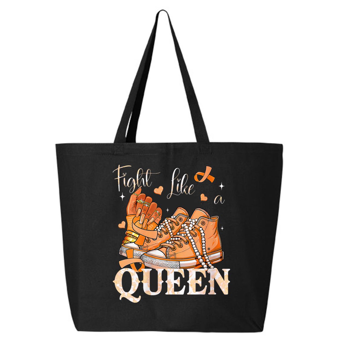 Afro Queen Multiple Sclerosis Survivor Orange Ribbon 25L Jumbo Tote