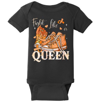 Afro Queen Multiple Sclerosis Survivor Orange Ribbon Baby Bodysuit