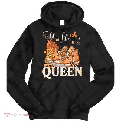 Afro Queen Multiple Sclerosis Survivor Orange Ribbon Tie Dye Hoodie