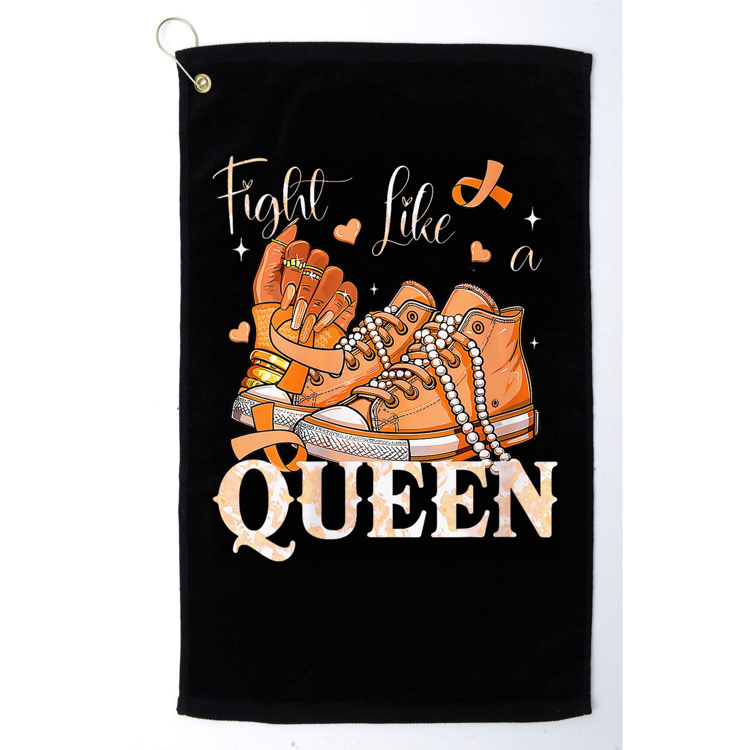 Afro Queen Multiple Sclerosis Survivor Orange Ribbon Golf Towel