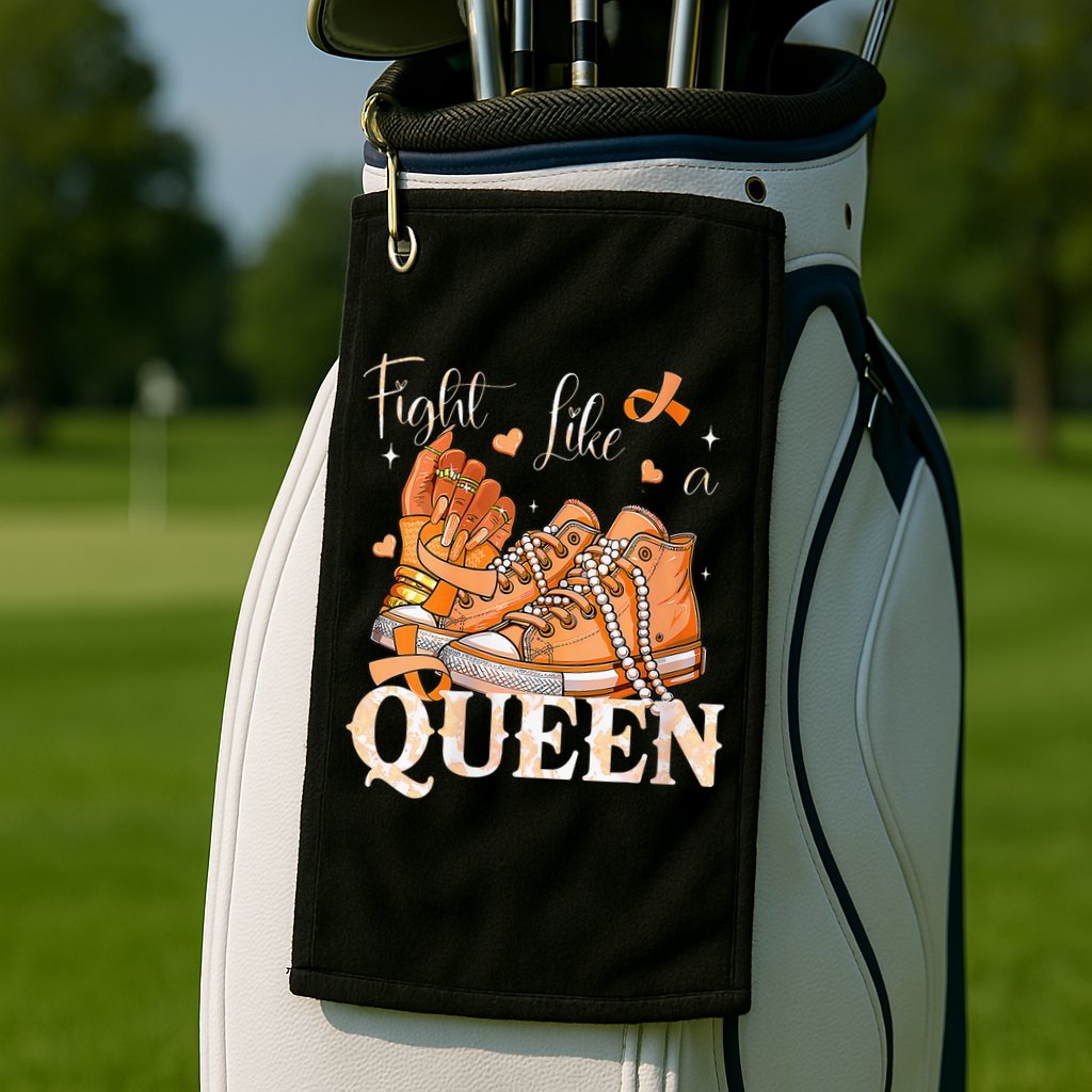 Afro Queen Multiple Sclerosis Survivor Orange Ribbon Golf Towel