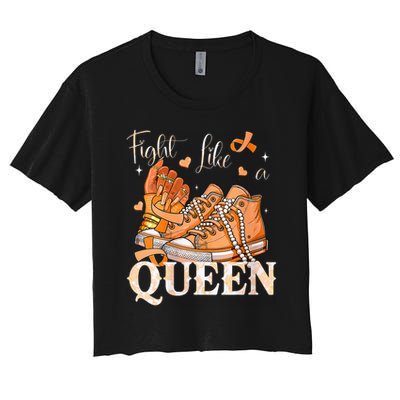 Afro Queen Multiple Sclerosis Survivor Orange Ribbon Crop Top