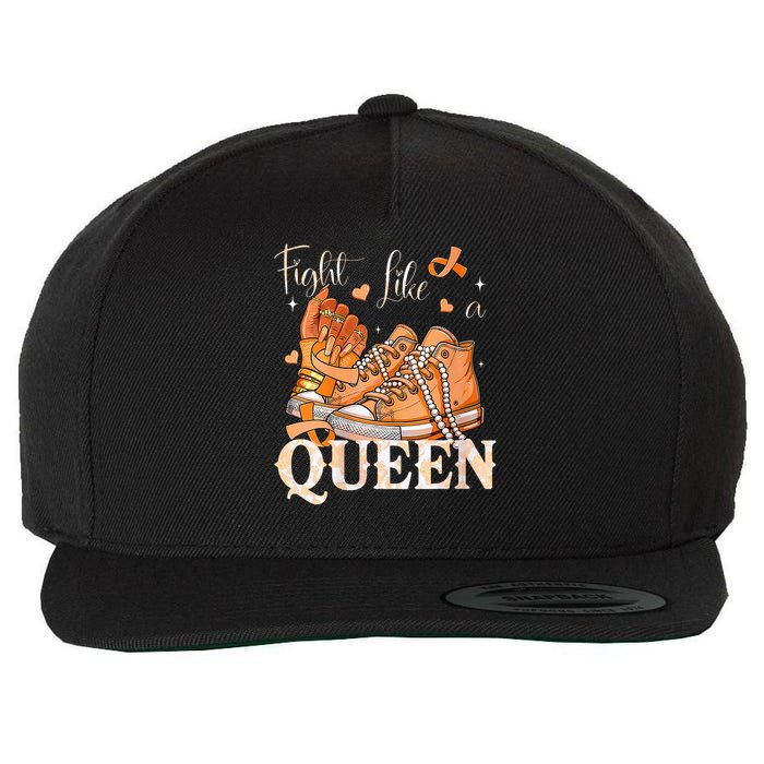 Afro Queen Multiple Sclerosis Survivor Orange Ribbon Wool Snapback Cap