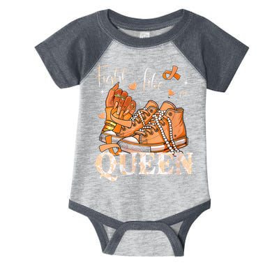 Afro Queen Multiple Sclerosis Survivor Orange Ribbon Infant Baby Jersey Bodysuit