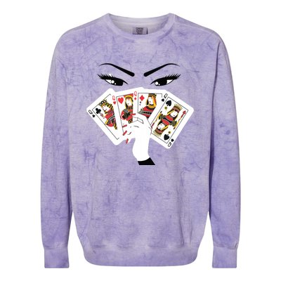 All Queens Playing Her Hand Colorblast Crewneck Sweatshirt