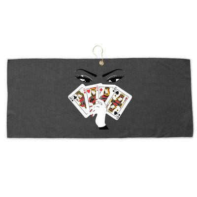 All Queens Playing Her Hand Large Microfiber Waffle Golf Towel