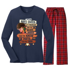 Aries Queen Sweet As Candy Birthday Gift For Black Women Women's Long Sleeve Flannel Pajama Set 