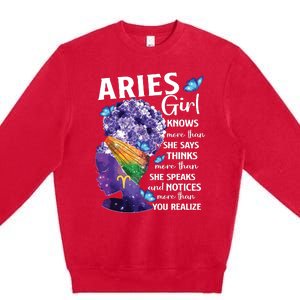 Aries Queen Sweet As Candy Birthday Gift For Black Women Premium Crewneck Sweatshirt