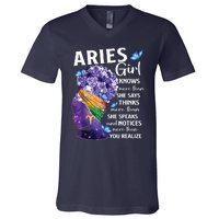 Aries Queen Sweet As Candy Birthday Gift For Black Women V-Neck T-Shirt