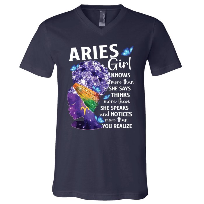 Aries Queen Sweet As Candy Birthday Gift For Black Women V-Neck T-Shirt