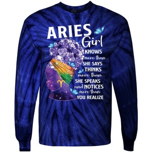 Aries Queen Sweet As Candy Birthday Gift For Black Women Tie-Dye Long Sleeve Shirt