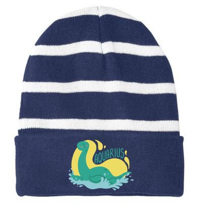 Aquarius Dinosaur Striped Beanie with Solid Band