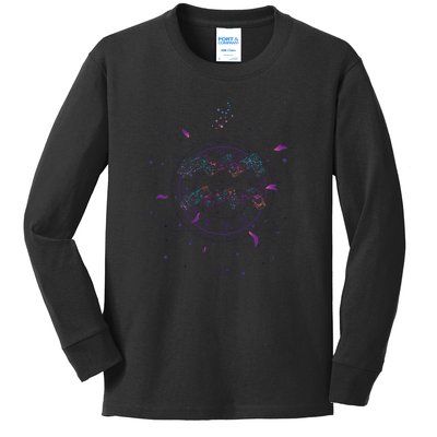 Aquarius Floral Zodiac Kids Long Sleeve Shirt