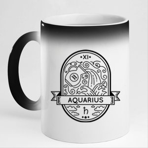 Aquarius Zodiac Symbol Design 11oz Black Color Changing Mug