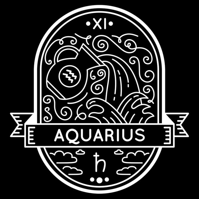 Aquarius Zodiac Symbol Design Drawstring Bag