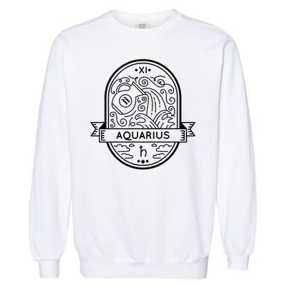 Aquarius Zodiac Symbol Design Garment-Dyed Sweatshirt