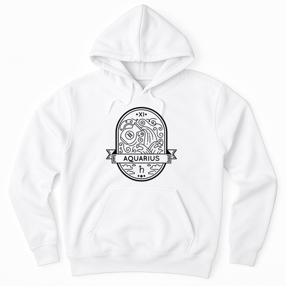 Aquarius Zodiac Symbol Design Hoodie