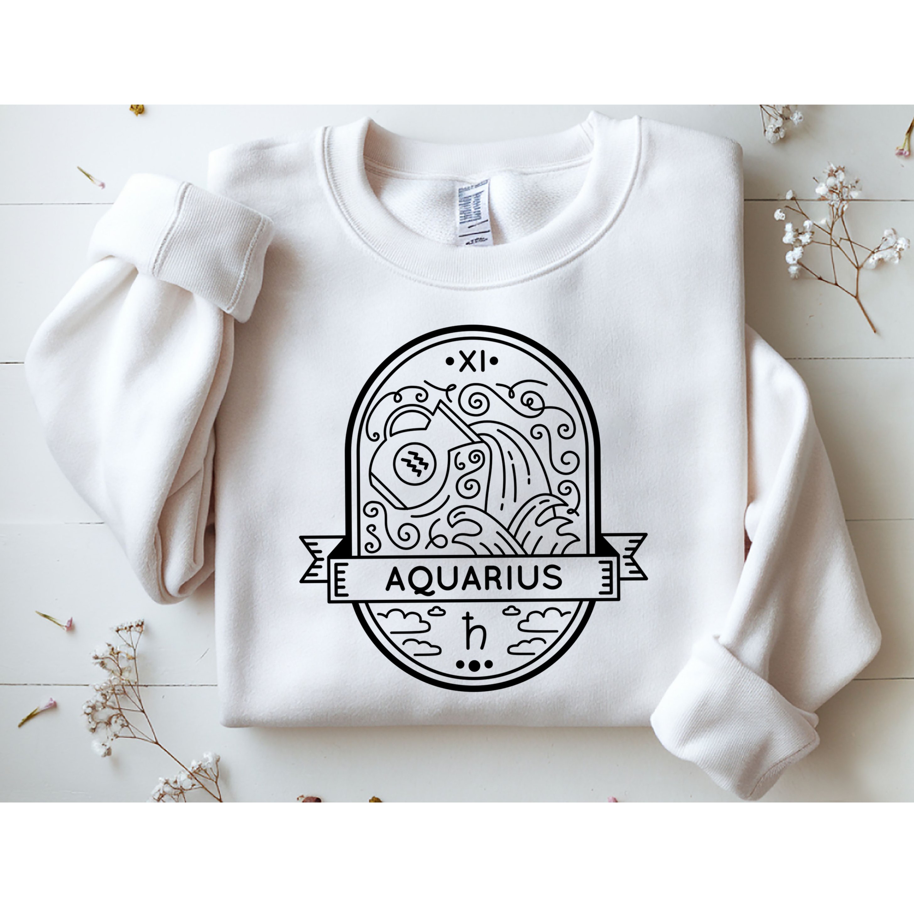 Aquarius Zodiac Symbol Design Sweatshirt