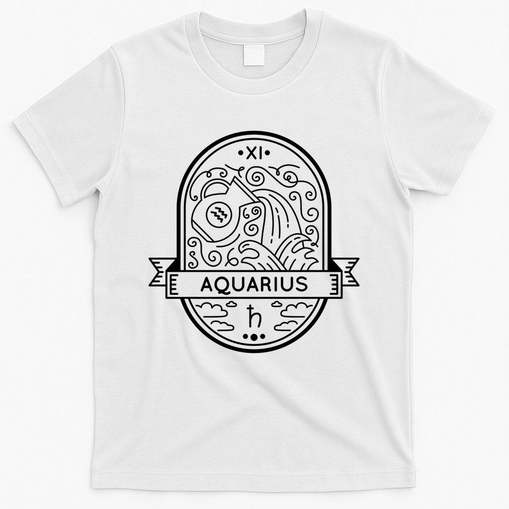 Aquarius Zodiac Symbol Design T-Shirt