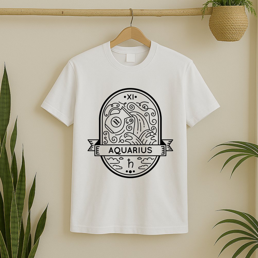 Aquarius Zodiac Symbol Design T-Shirt