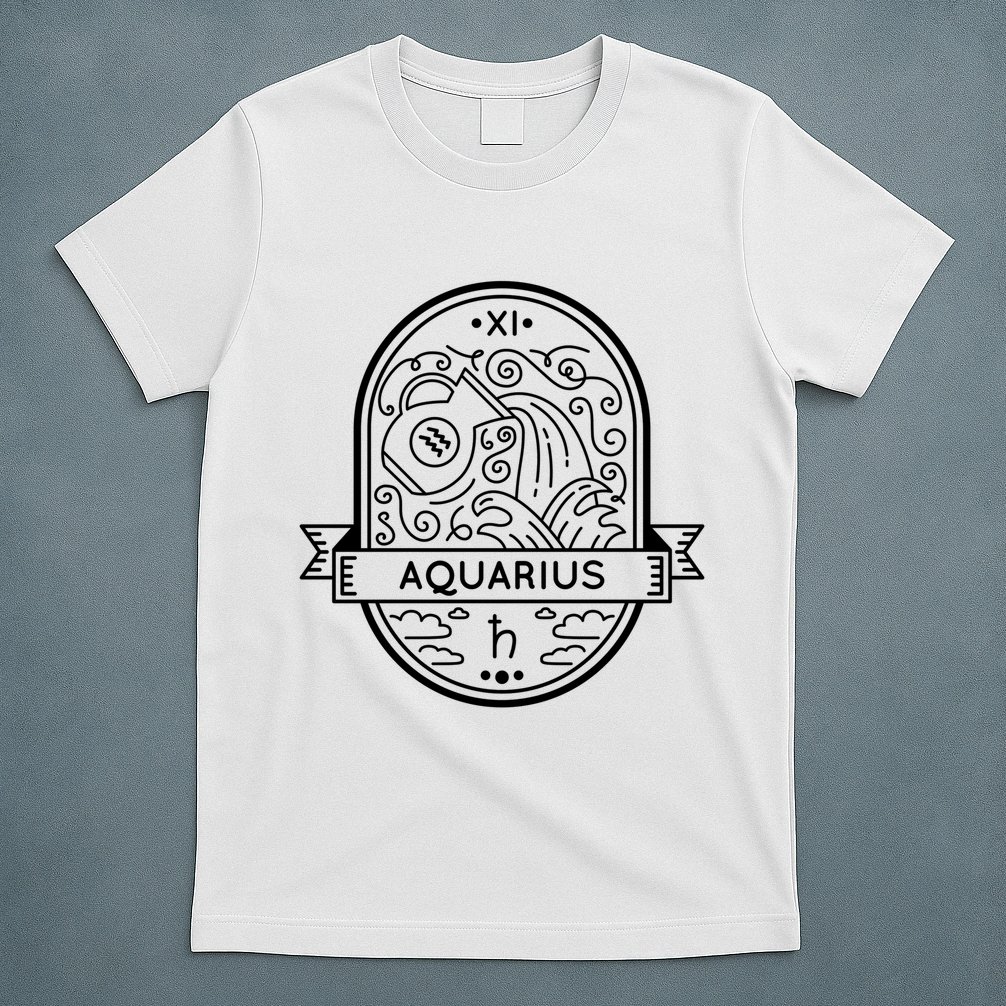 Aquarius Zodiac Symbol Design T-Shirt