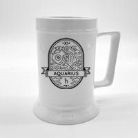 Aquarius Zodiac Symbol Design Beer Stein