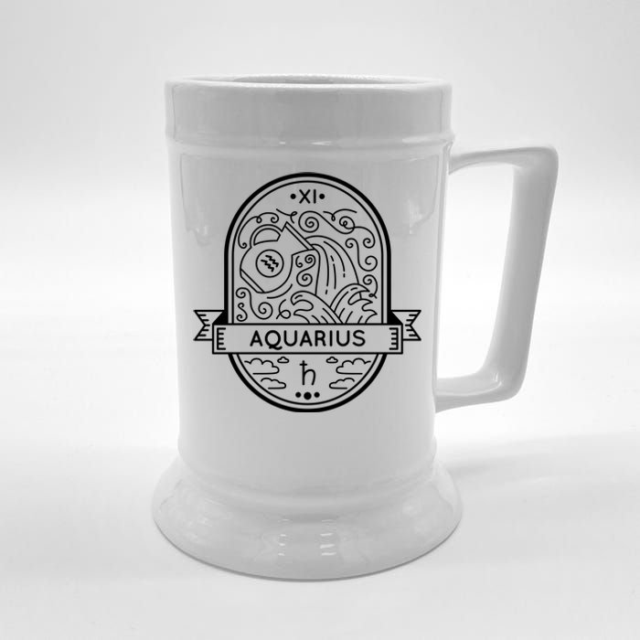 Aquarius Zodiac Symbol Design Beer Stein