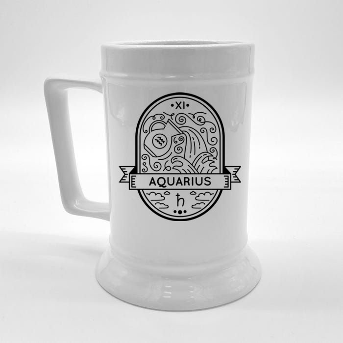 Aquarius Zodiac Symbol Design Beer Stein