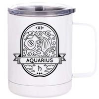 Aquarius Zodiac Symbol Design 12 oz Stainless Steel Tumbler Cup