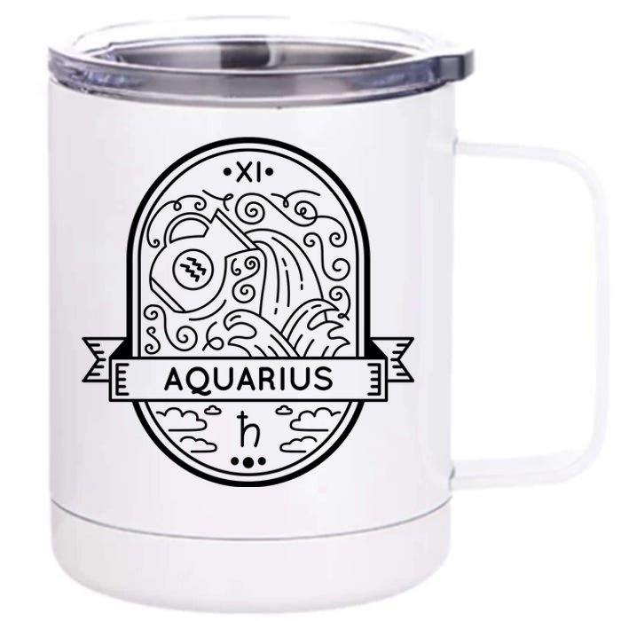 Aquarius Zodiac Symbol Design 12 oz Stainless Steel Tumbler Cup